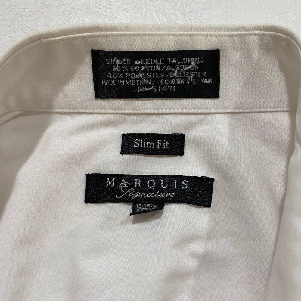 Marquis Signature Slim Fit Dress Shirt 15/15.5 32-33 – White Button Down Men’s L - Picture 10 of 10